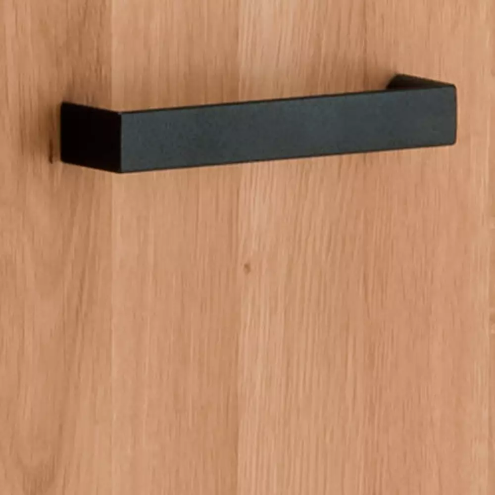 Lomadox Dielenschrank Eiche massiv geölt LEUNA-64 mit Metallgriffen in schwarz, B/H/T: ca. 60/195/39 cm Blitzangebot