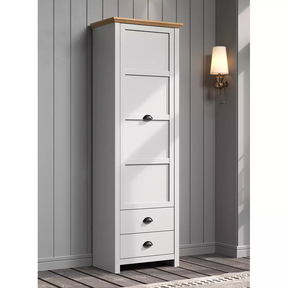 Lomadox Flur Garderobenschrank in lichtgrau mit Artisan Eiche Nb. LICATA-19, B/H/T ca. 65/201/41 cm Saisonale Angebote