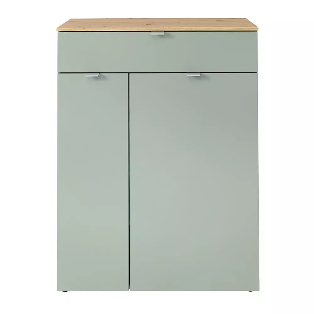 Lomadox Flur Kommode mit Schubkasten grün matt mit Eiche BLISS-36 Sonderangebote