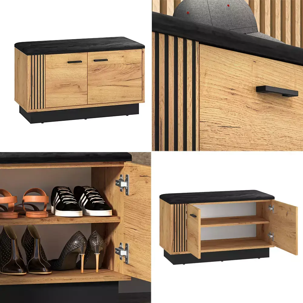 Lomadox Flur komplett Set inkl. Spiegel in Gold Craft Eiche VINICA-131 Tiefpreis
