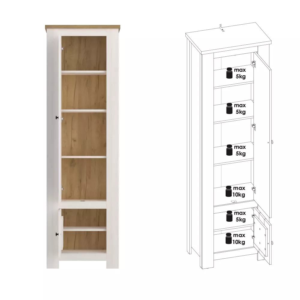 Lomadox Flur komplett Set Landhausstil Lärche weiß mit Eiche COSLADA-129 Super Sparpreis
