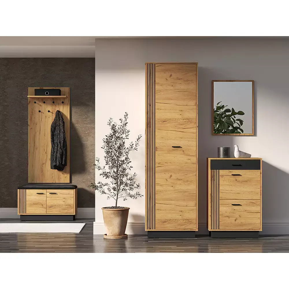 Lomadox Flur Schrank in Gold Craft Eiche VINICA-131 Letzte 3 Tage