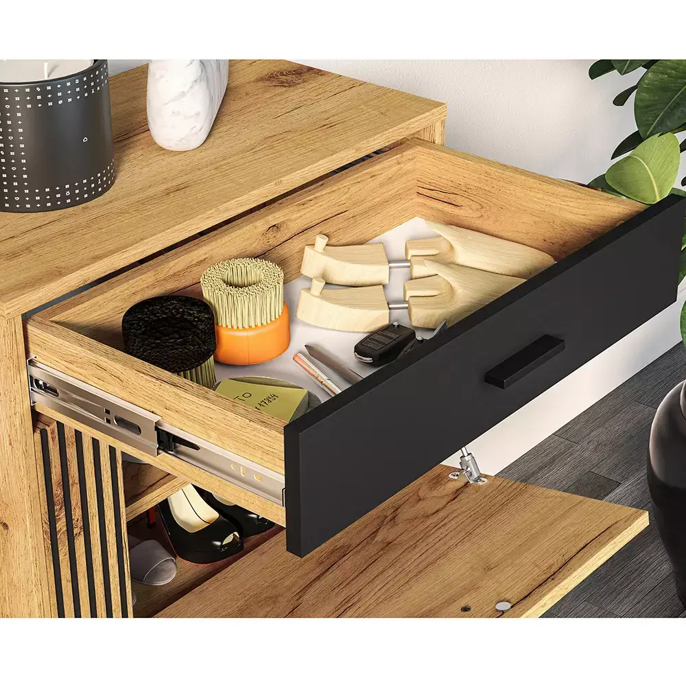 Lomadox Flur Schuhschrank in Gold Craft Eiche VINICA-131 Zeitbegrenzte Promotion
