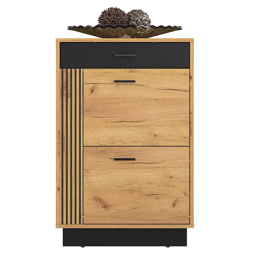 Lomadox Flur Schuhschrank in Gold Craft Eiche VINICA-131 Zeitbegrenzte Promotion