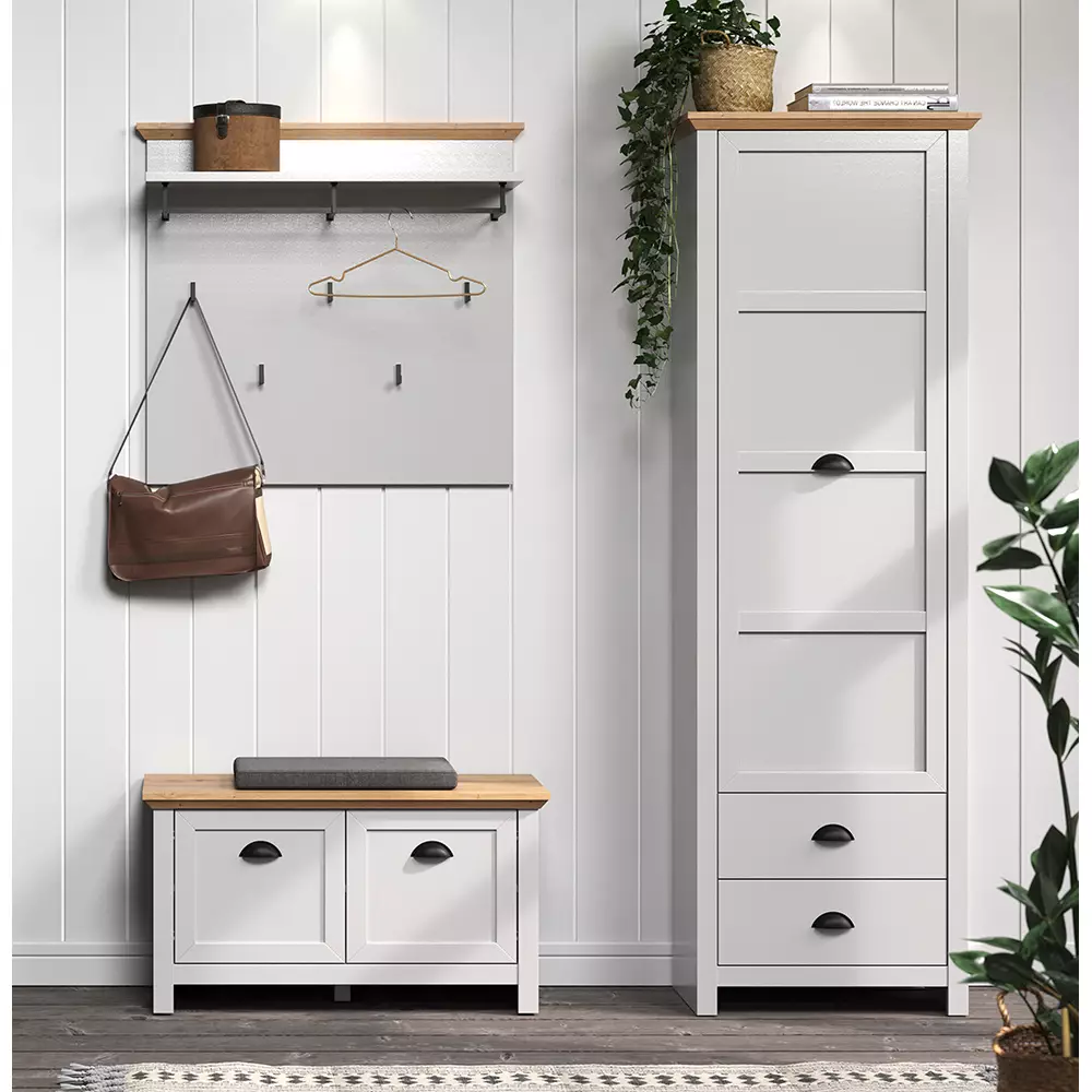Lomadox Flur Serie LICATA-19 in lichtgrau mit Artisan Eiche Nb. - selbst zusammenstellen Bis zu 60% Rabatt