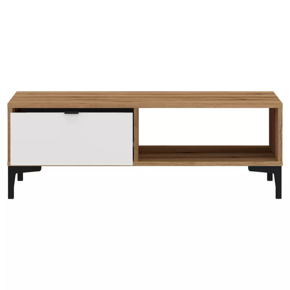 Lomadox Couchtisch Eiche mit weiß und Rillenoptik 100 cm breit RISBY-129 Nur für heute