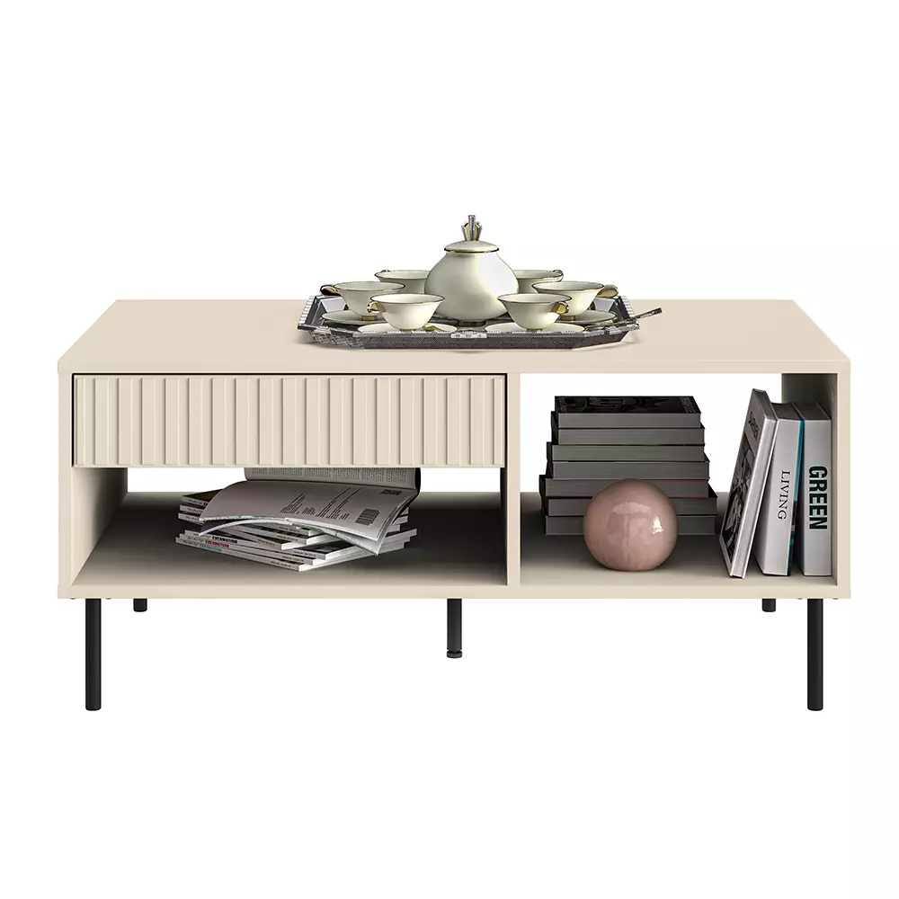 Lomadox Couchtisch SALOU-131 in kaschmir matt, Schublade mit Softclose, B/H/T ca. 100/48/60 cm Sonderangebot der Fabrik