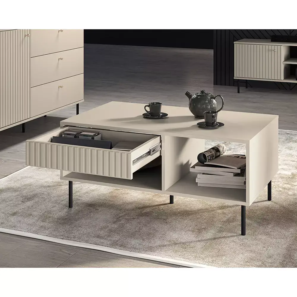Lomadox Couchtisch SALOU-131 in kaschmir matt, Schublade mit Softclose, B/H/T ca. 100/48/60 cm Sonderangebot der Fabrik