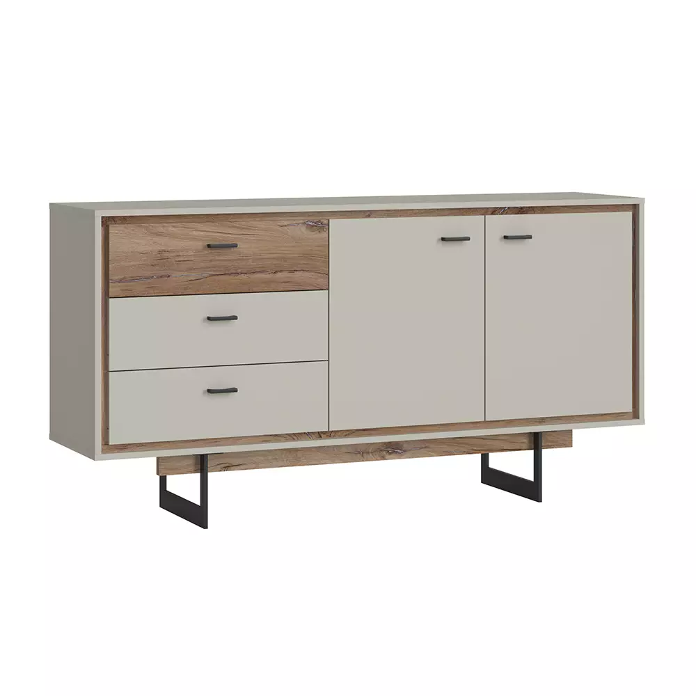 Lomadox Wohnzimmer Set Sideboard mit Wandboard in grau und Flagstaff Eiche Nb. RAMVIK-129 Hotsell