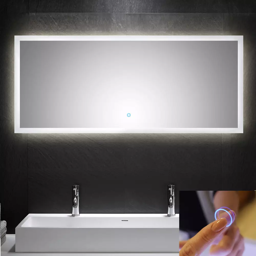Lomadox LED Spiegel 140cm mit Touch Bedienung B x H x T ca. : 140 x 60 x 3,2 cm Black Friday