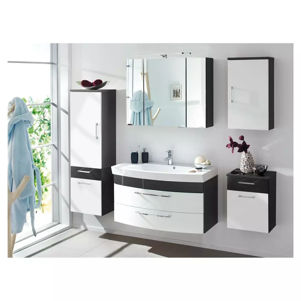 Lomadox Hängeschrank RIMAO-100 Hochglanz weiß, anthrazit, B x H x T ca.: 40 x 68 x 20 cm Vatertagsangebot