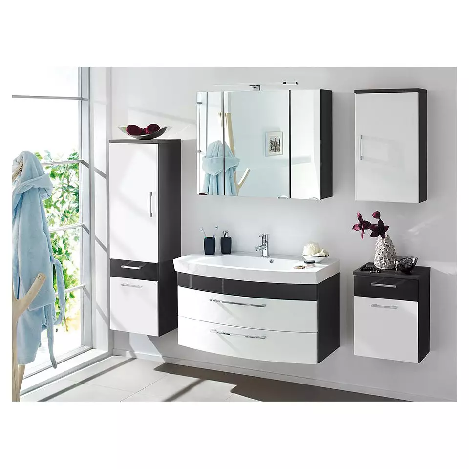 Lomadox Hängeschrank RIMAO-100 Hochglanz weiß, anthrazit, B x H x T ca.: 40 x 68 x 20 cm Vatertagsangebot