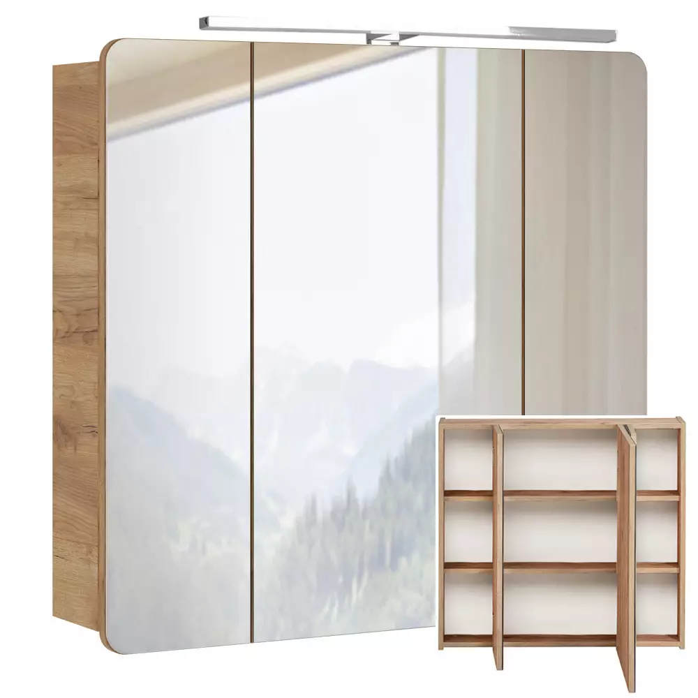 Lomadox Bademöbel Komplett Set LUTON-56-CRAFT, Wotan Eiche Nb., B/H/T ca. 180/200/46 cm Top Angebot