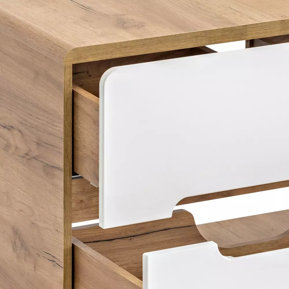 Lomadox Badezimmer Komplett-Set Hochglanz weiß, Wotan Eiche Nb. LUTON-56 Keramik-Waschtisch, LED-Spiegelschrank B/H/T ca. 180/200/46 cm Zeitlich begrenztes Angebot