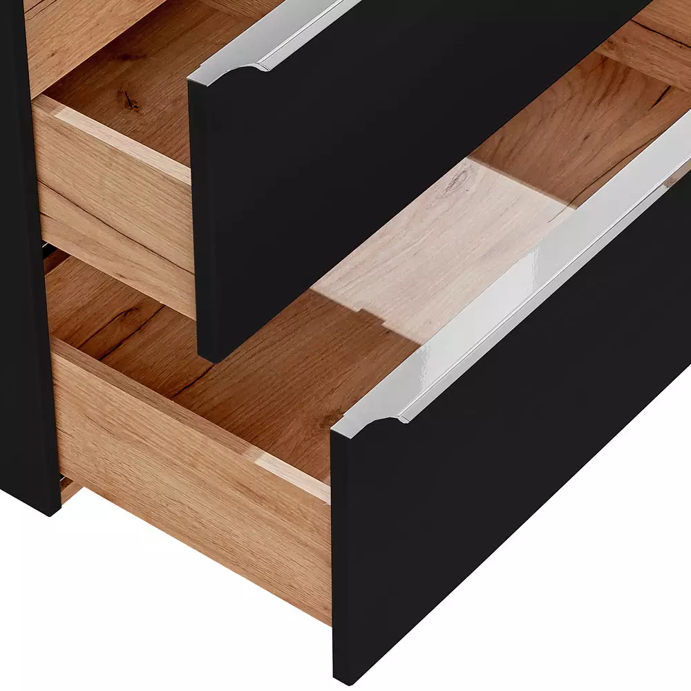 Lomadox Badezimmer Set seidenmatt anthrazit & Wotaneiche TOSKANA-BLACK-56 121cm Waschtisch inkl. 2 Aufsatzwaschbecken, LED-Spiegelschränke B/H/T ca.: 121/200/46cm Saisonale Angebote