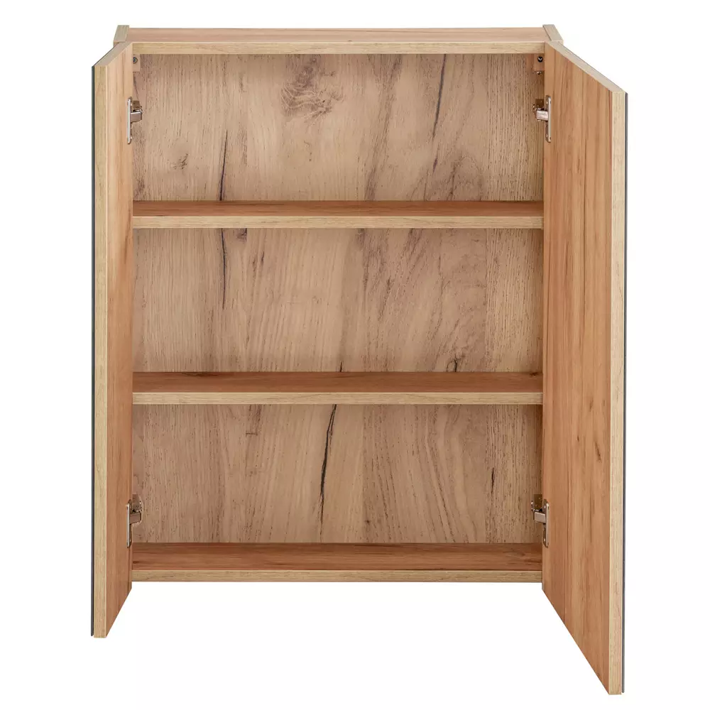 Lomadox Badezimmer Set seidenmatt anthrazit & Wotaneiche TOSKANA-BLACK-56 121cm Waschtisch inkl. 2 Aufsatzwaschbecken, LED-Spiegelschränke B/H/T ca.: 121/200/46cm Saisonale Angebote