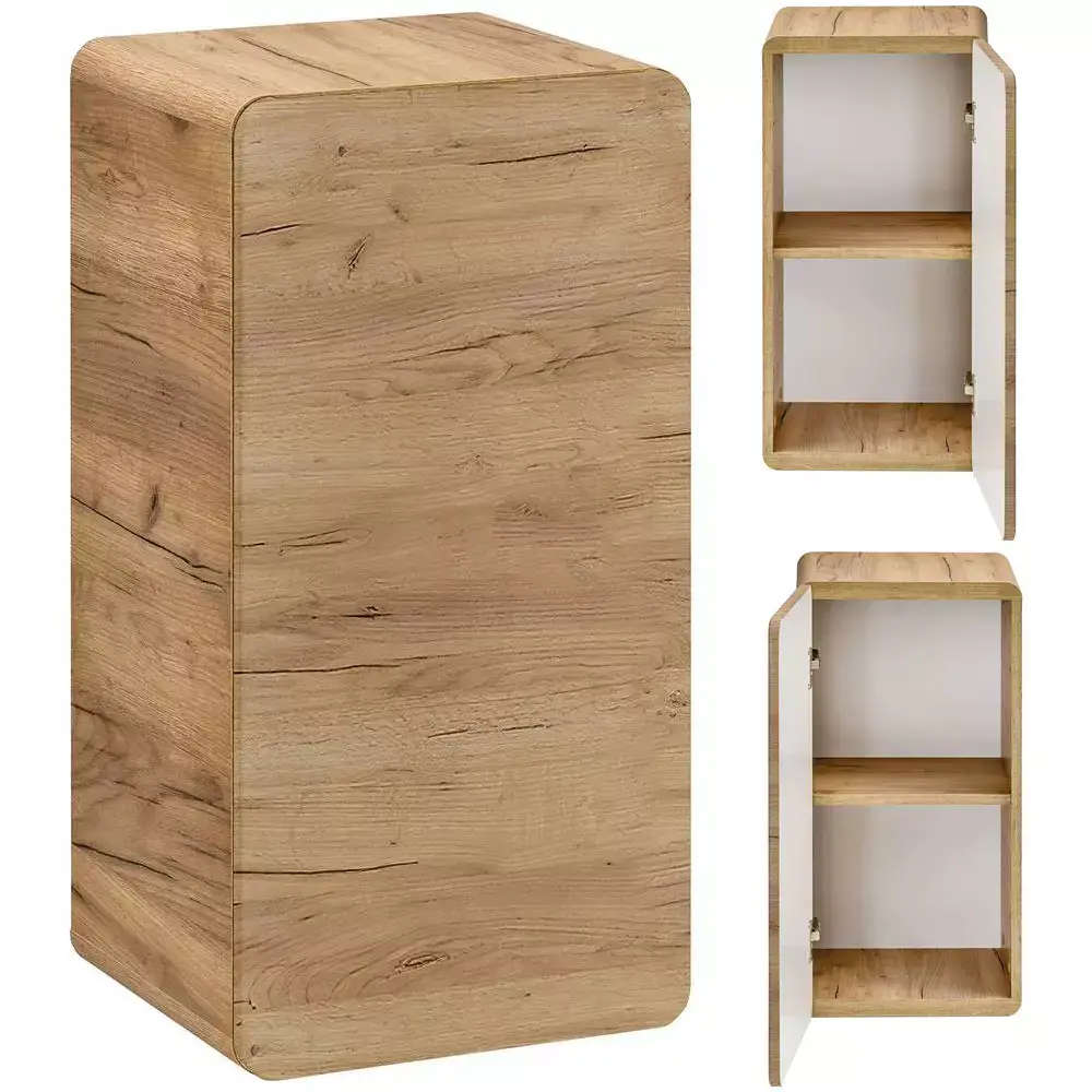 Lomadox Badezimmer Set in Wotan Eiche Nb. LUTON-56-CRAFT LED-Spiegel und Keramik-Waschtisch, B/H/T ca. 130/200/46 cm Tiefpreis