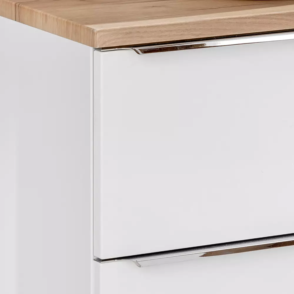 Lomadox Badezimmer Set weiß Hochglanz mit Keramik-Doppel-Waschtisch TOSKANA-56 LED-Touch-Spiegel, BxHxT ca. 260/190/46cm Begrenzte Freigabe