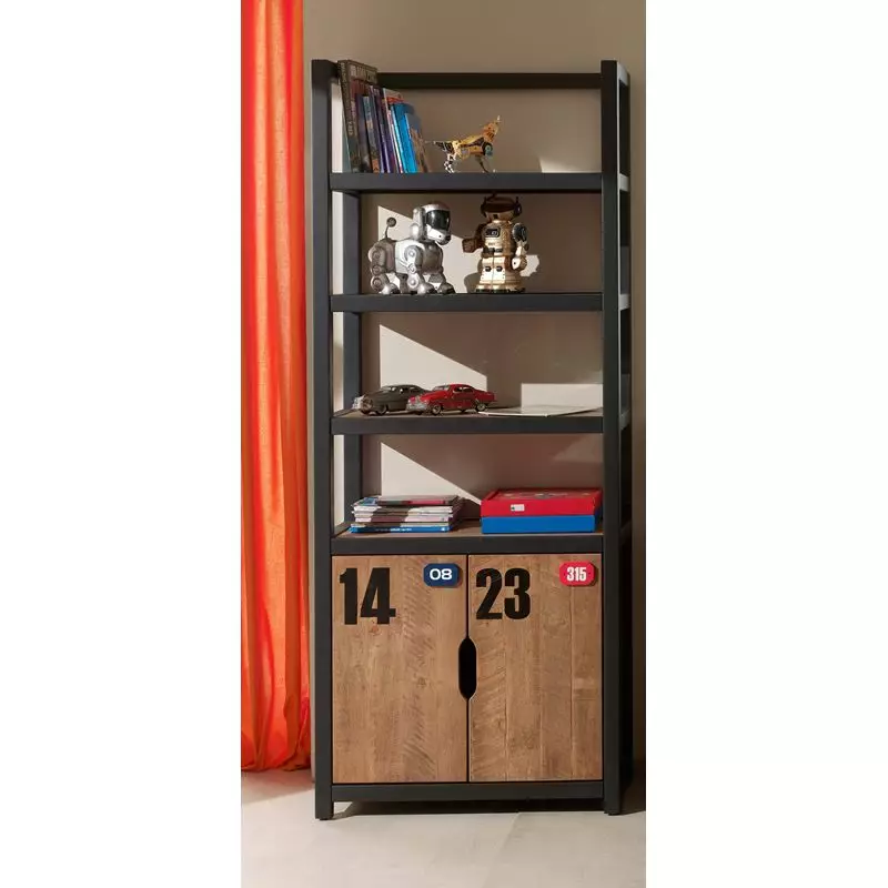 Lomadox Jugendzimmer Set massiv CUSCO-1 Regal und Schreibtisch, cognacfarbig, schwarz, B x H x T ca 225 x 200 x 60cm Zeitbegrenzte Promotion
