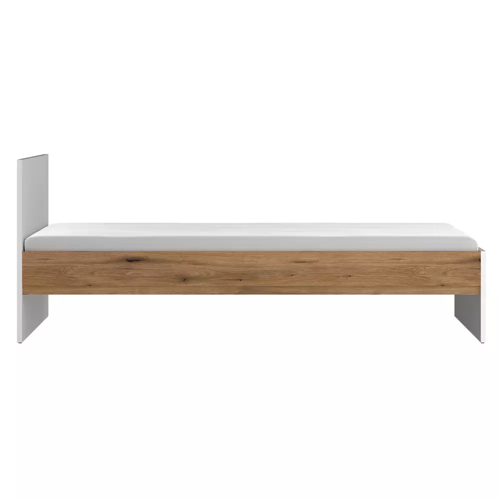 Lomadox Bett 120x200 cm weiß mit Eiche RISBY-129 Vierteljährliche Förderung