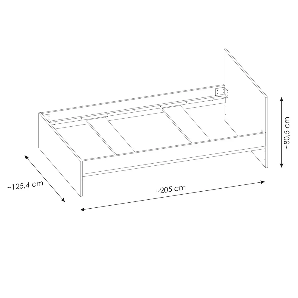 Lomadox Bett 120x200 cm weiß mit Eiche RISBY-129 Vierteljährliche Förderung