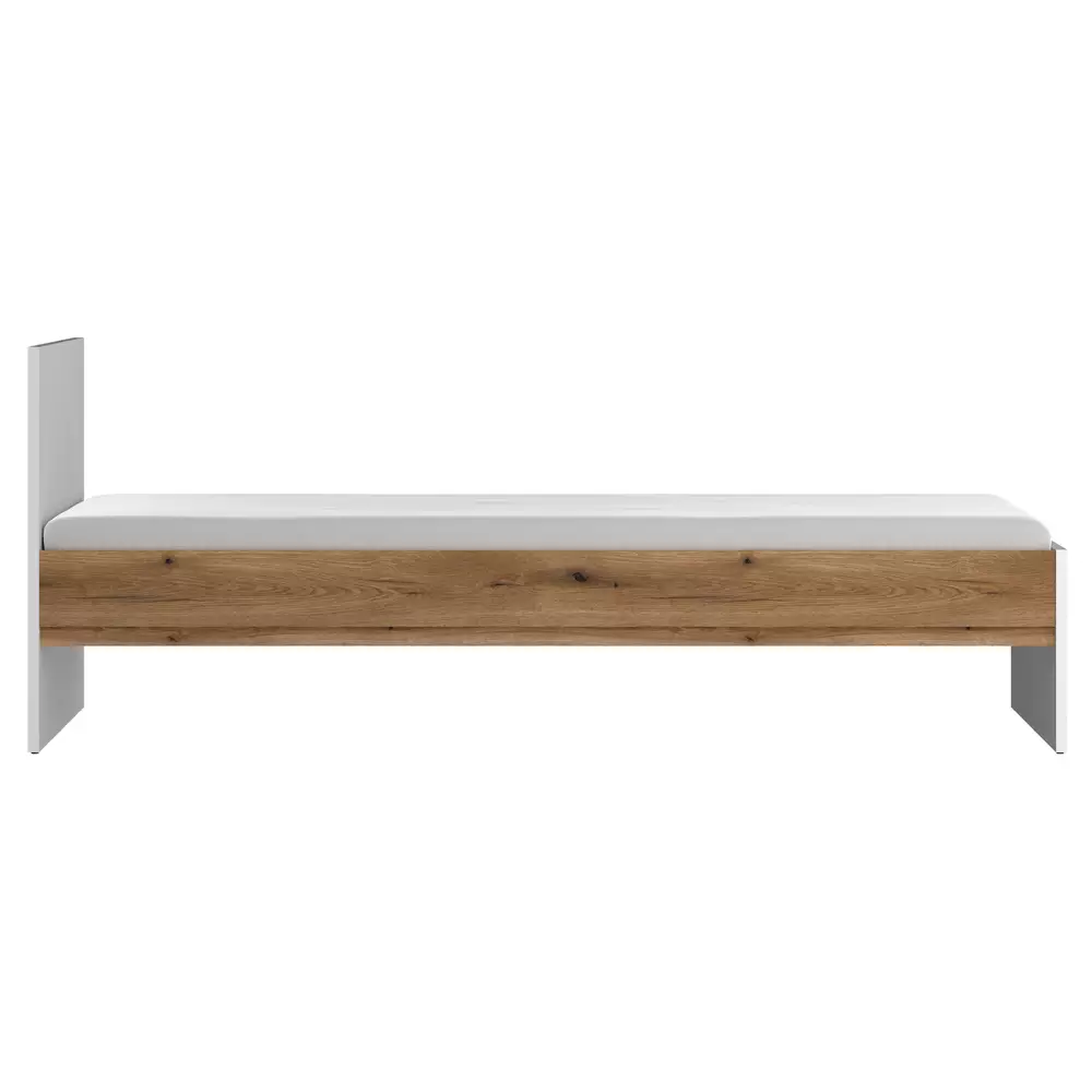 Lomadox Bett 90x200 cm weiß mit Eiche RISBY-129 Bis zu 55% Rabatt