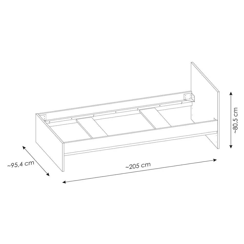 Lomadox Bett 90x200 cm weiß mit Eiche RISBY-129 Bis zu 55% Rabatt