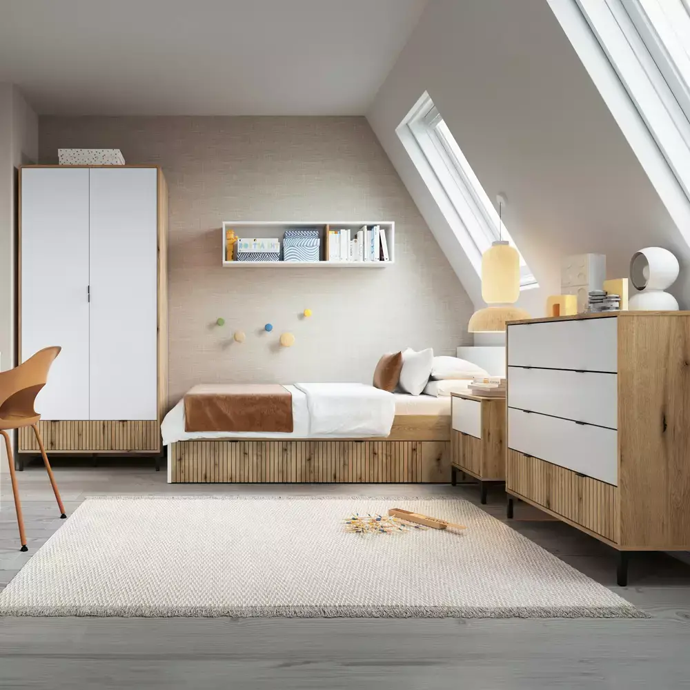 Lomadox Bettschublade Eiche RISBY-129 Discount Store für neue Produkte
