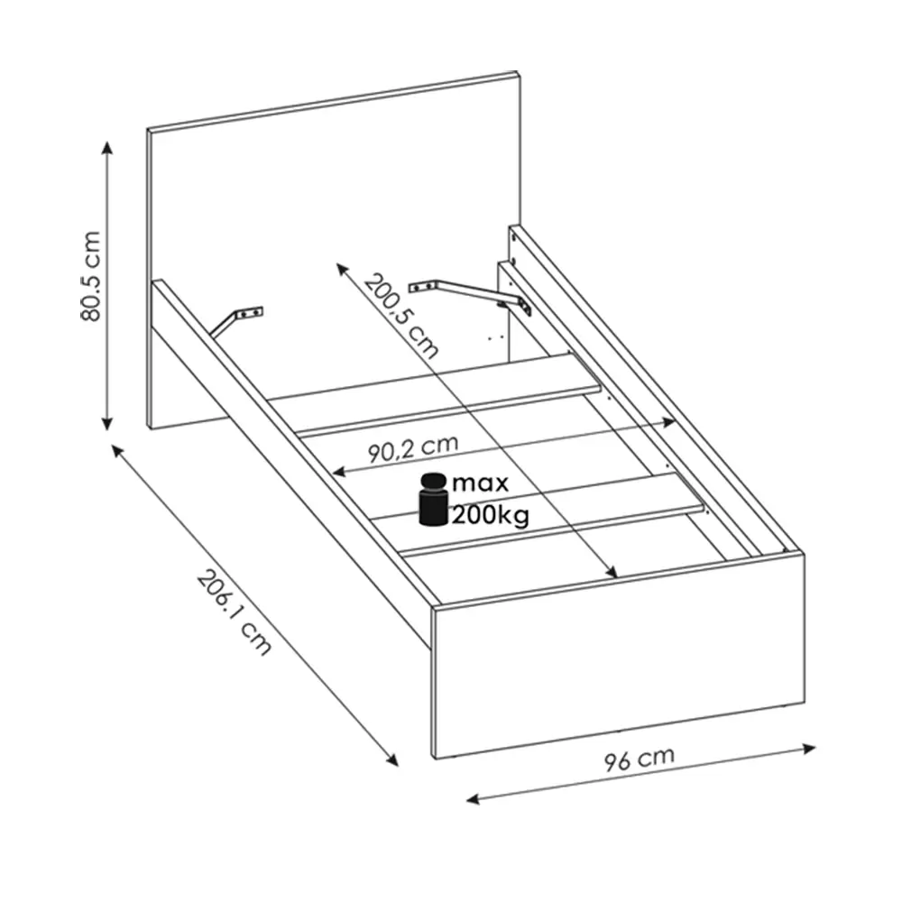 Lomadox Jugendzimmer Bettgestell 90x200 cm LIIVA-129 in grau mit weiß, blau, B/H/T: ca. 96/80,5/206,1 cm 50% Rabatt mit kostenlosem Versand