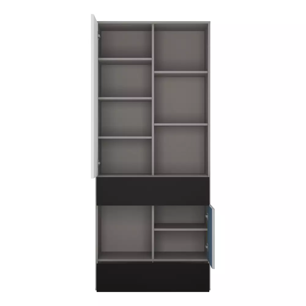 Lomadox Jugendzimmer Bücherregal LIIVA-129 in grau mit schwarz, weiß, blau, B/H/T: ca. 83,7/197/40 cm Kostenloser Versand international