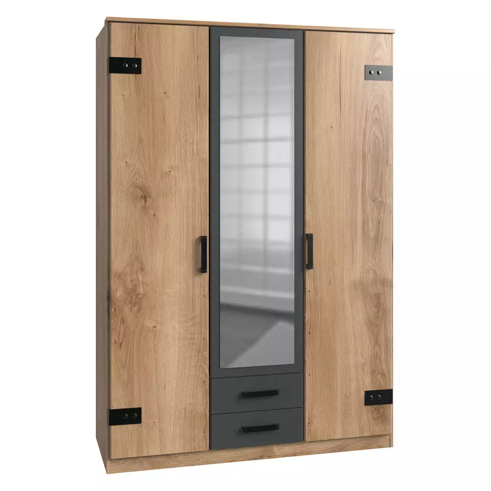 Lomadox Jugendzimmer mit Bett 120cm EVERTON-43 Nachtkonsole Schreibtisch Regal und Kleiderschrank 135cm Fabrikladen