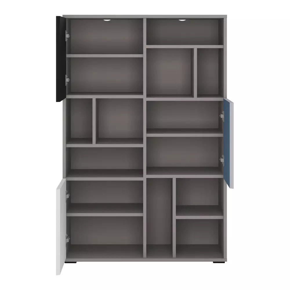 Lomadox Regal Jugendzimmer LIIVA-129 in grau mit schwarz, weiß, blau, B/H/T: ca. 83,7/126,6/40 cm 2025