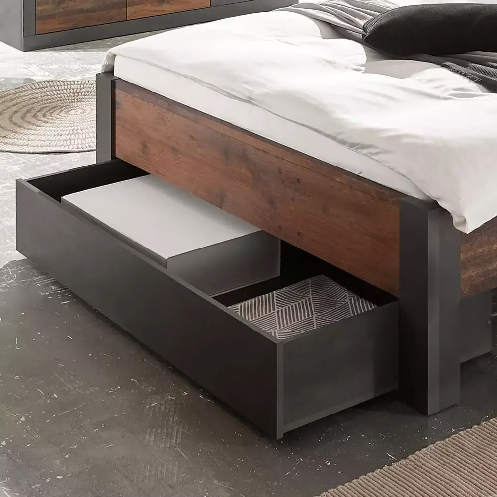 Lomadox Schlafzimmer Komplett Set BERLIN-S-61 im Industrial Look, Matera anthrazit/grau mit Old Mix Dekor Verkauf