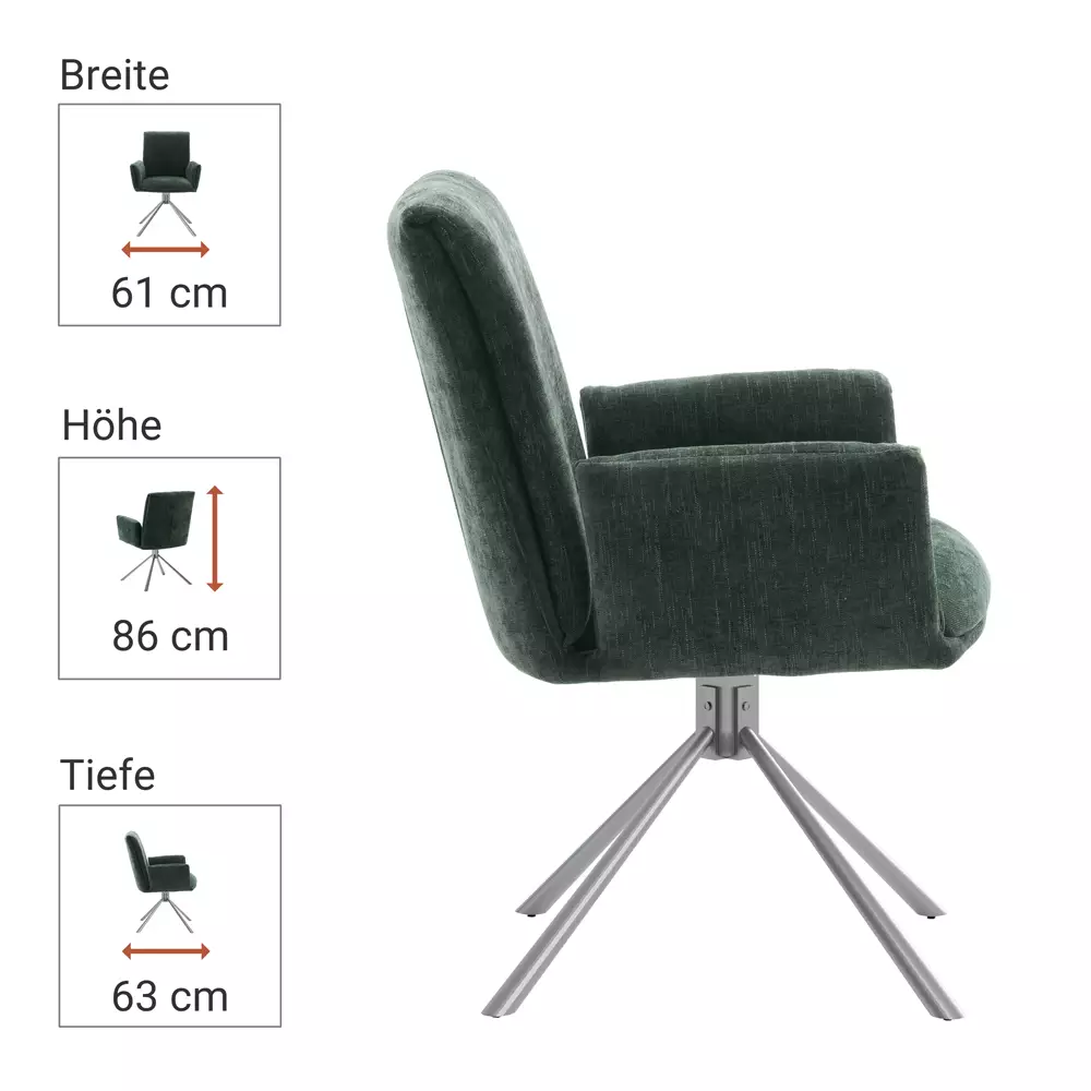 Lomadox Armlehnenstühle Esszimmer 2er Set in olive SVELVIK-05, B/H/T ca. 61/86/63 cm Limitierter Zeitrabatt