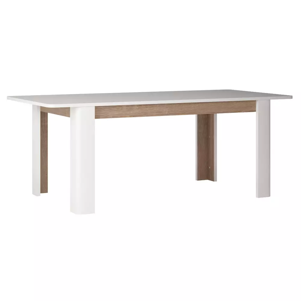 Lomadox Ausziehbarer Esstisch, 160/200 cm, LEGNICA-129 in weiß Hochglanz mit Trüffel Eiche Nb., B/H/T ca. 160/75/90 cm Begrenztes Angebot