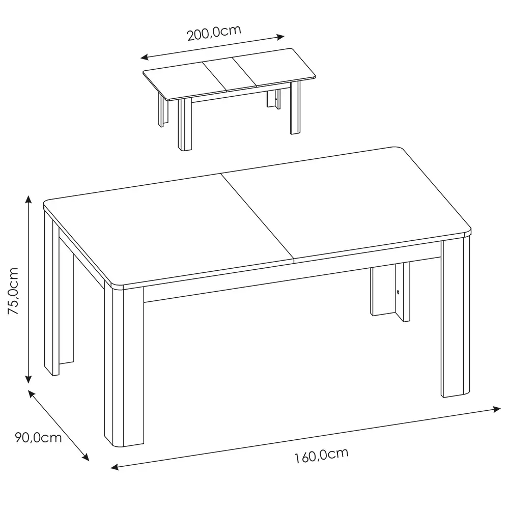 Lomadox Ausziehbarer Esstisch, 160/200 cm, LEGNICA-129 in weiß Hochglanz mit Trüffel Eiche Nb., B/H/T ca. 160/75/90 cm Begrenztes Angebot