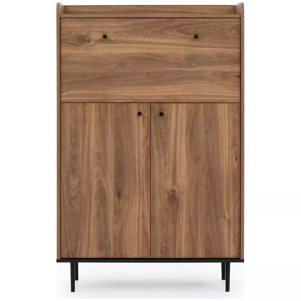 Lomadox Barschrank in Eiche Nb. VAREDO-132 Wohnzimmer Möbel im modernen Vintage Design, B/H/T ca. 90/140/40 cm Saisonschlussverkauf