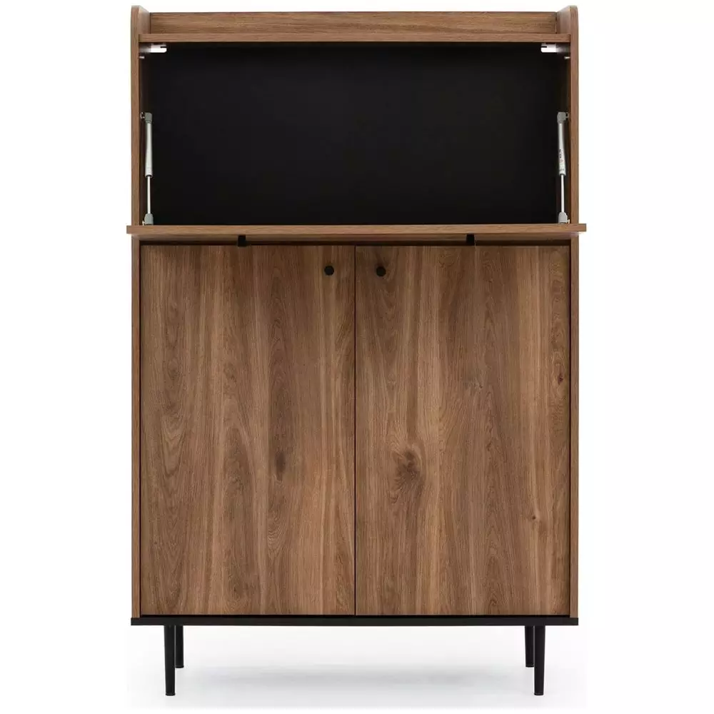 Lomadox Barschrank in Eiche Nb. VAREDO-132 Wohnzimmer Möbel im modernen Vintage Design, B/H/T ca. 90/140/40 cm Saisonschlussverkauf