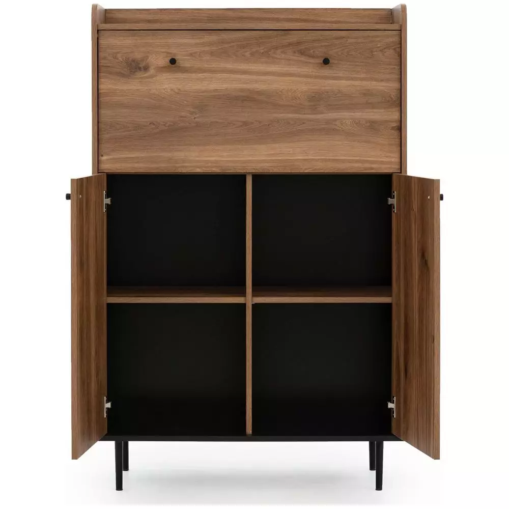 Lomadox Barschrank in Eiche Nb. VAREDO-132 Wohnzimmer Möbel im modernen Vintage Design, B/H/T ca. 90/140/40 cm Saisonschlussverkauf