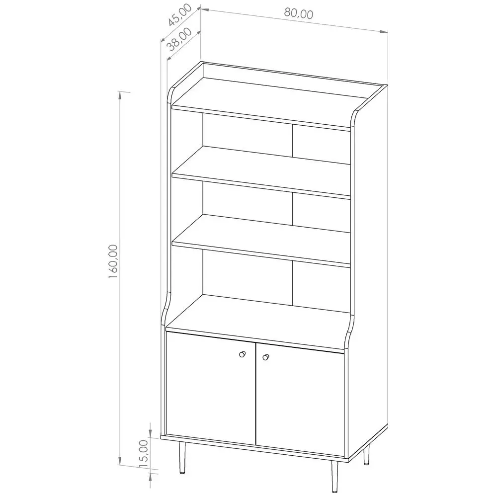 Lomadox Bücherregal Schrank in Eiche Nb. VAREDO-132 Wohnzimmer Möbel im modernen Vintage Design, B/H/T ca. 80/160/45 cm Black Friday