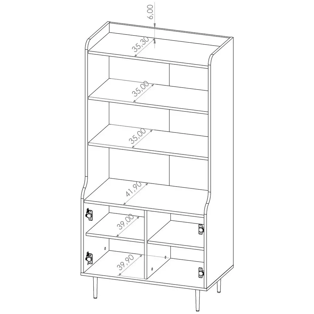 Lomadox Bücherregal Schrank in Eiche Nb. VAREDO-132 Wohnzimmer Möbel im modernen Vintage Design, B/H/T ca. 80/160/45 cm Black Friday