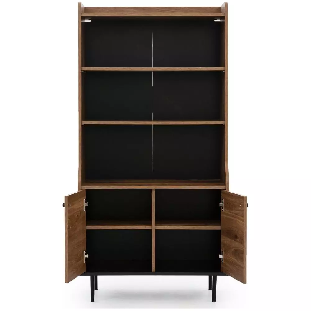 Lomadox Bücherregal Schrank in Eiche Nb. VAREDO-132 Wohnzimmer Möbel im modernen Vintage Design, B/H/T ca. 80/160/45 cm Black Friday