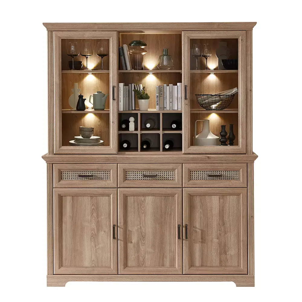 Lomadox Buffet-Aufsatz mit Beleuchtung, Eiche, VADUZ-36 Cyber Monday