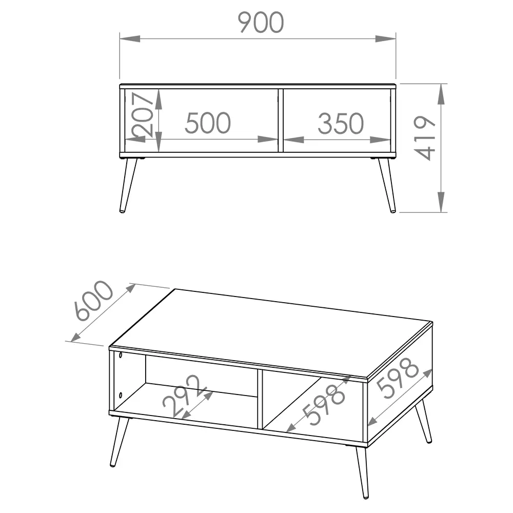 Lomadox Couchtisch in weiß Hochglanz mit goldfarbenen Füßen GUBIN-131, B/H/T: ca. 90/42/60 cm Valentinstagsangebot