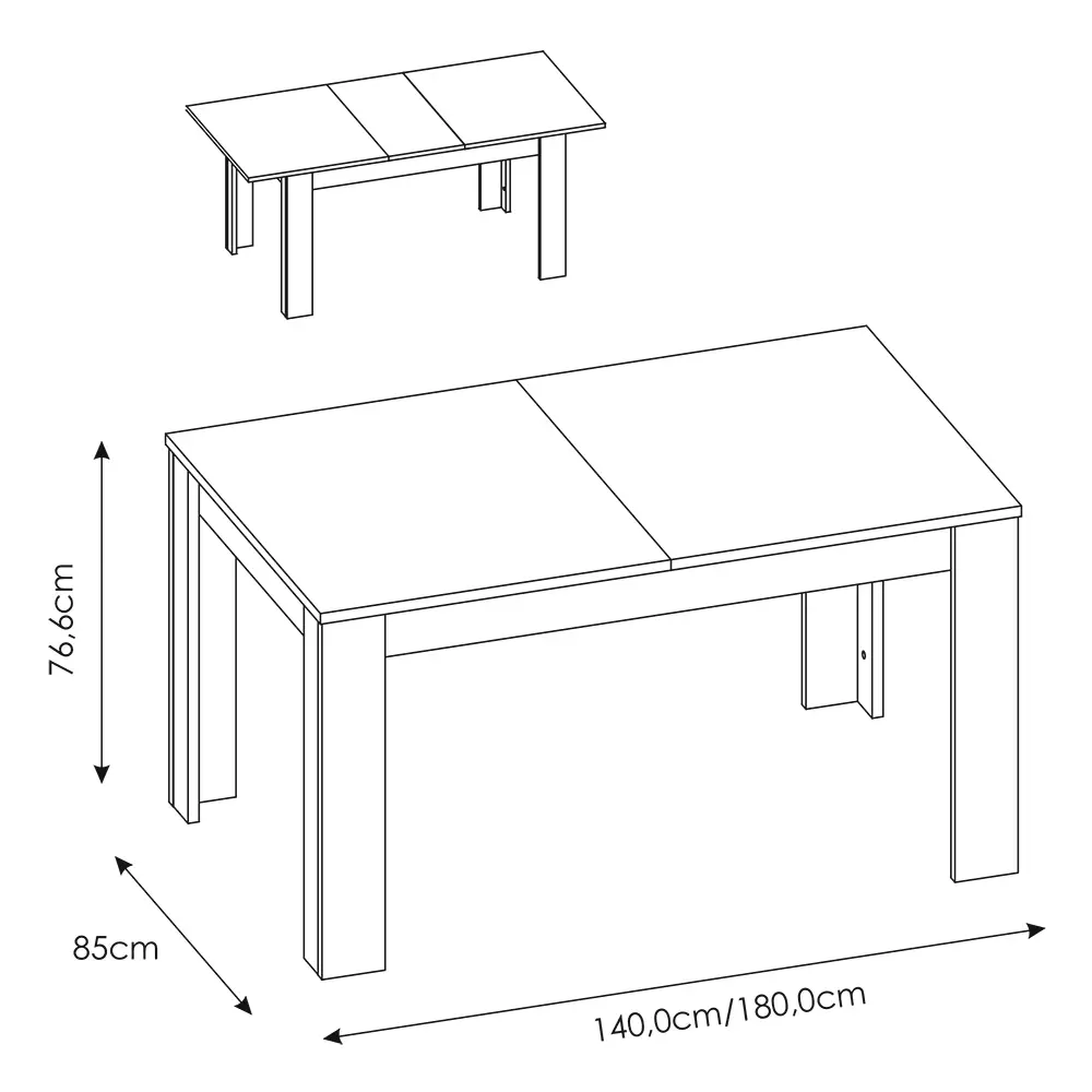 Lomadox Esstisch 140 cm, ausziehbar auf 180cm, in weiß LYNDHURST-129, B/H/T ca. 140-180/77/85 cm Neueste Mode