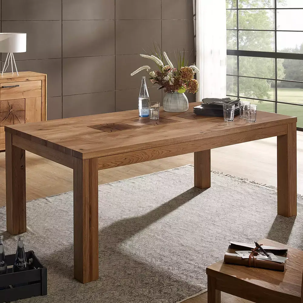 Lomadox Esstisch 160x90cm, Wildeiche massiv geölt, WINNIPEG-69 Exklusive Angebote