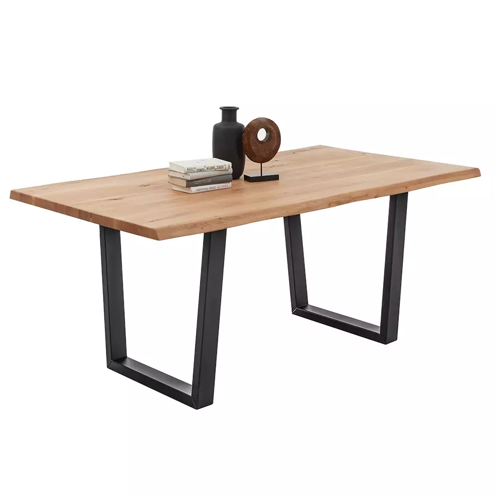 Lomadox Esstisch 180x100cm, Eiche massiv geölt mit Baumkante, NEWBURGH-119 Blitzangebot