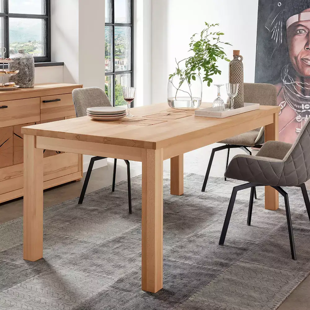 Lomadox Esstisch 180x90cm, Kernbuche massiv geölt, WINNIPEG-69 Große Rabatte