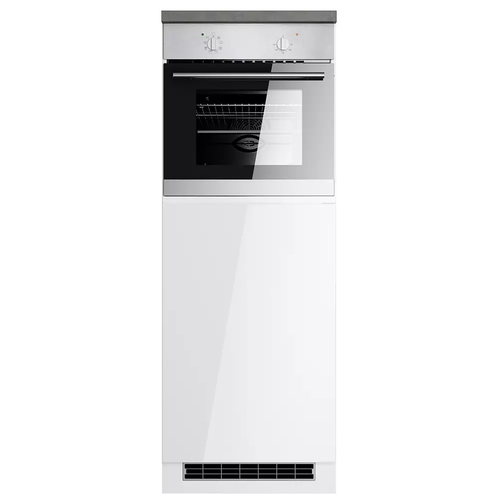 Lomadox Backofen-Umbauschrank 60 cm in Hochglanz weiß, Arbeitsplatte Betonoptik MARSEILLE-03 Kauf eins, bekomm eins gratis