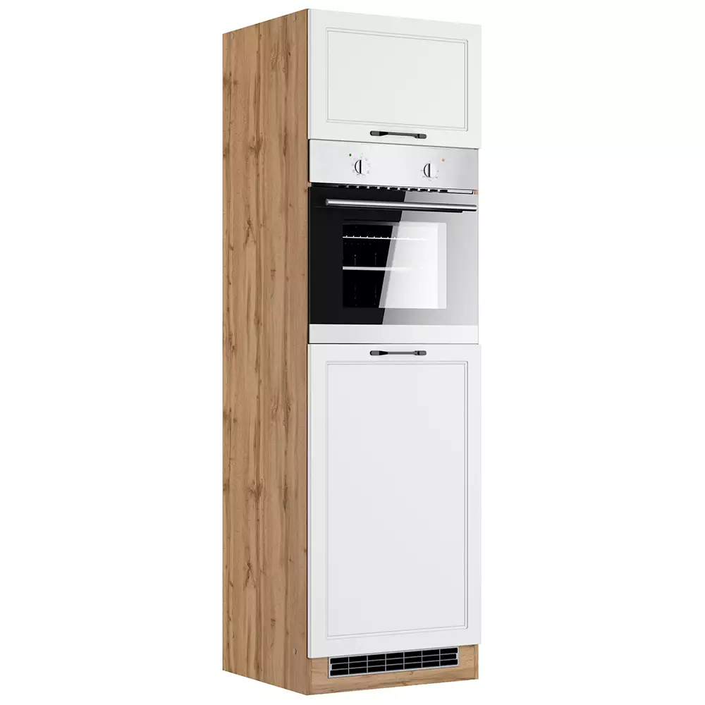 Lomadox Backofen-Umbauschrank 60 cm in matt weiß und Eiche MONTERREY-03 Sonderangebote